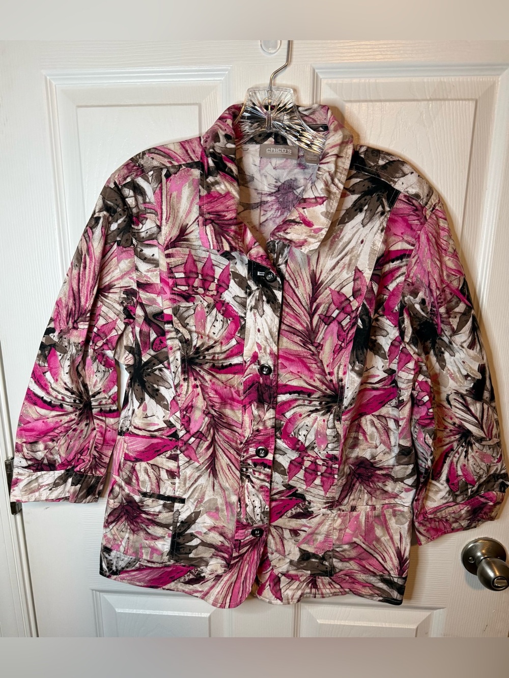 Chico's Vintage Floral Button-Front Blazer